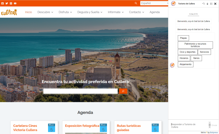 Visit Cullera incorpora un chatbot en la web para proporcionar información en tiempo real